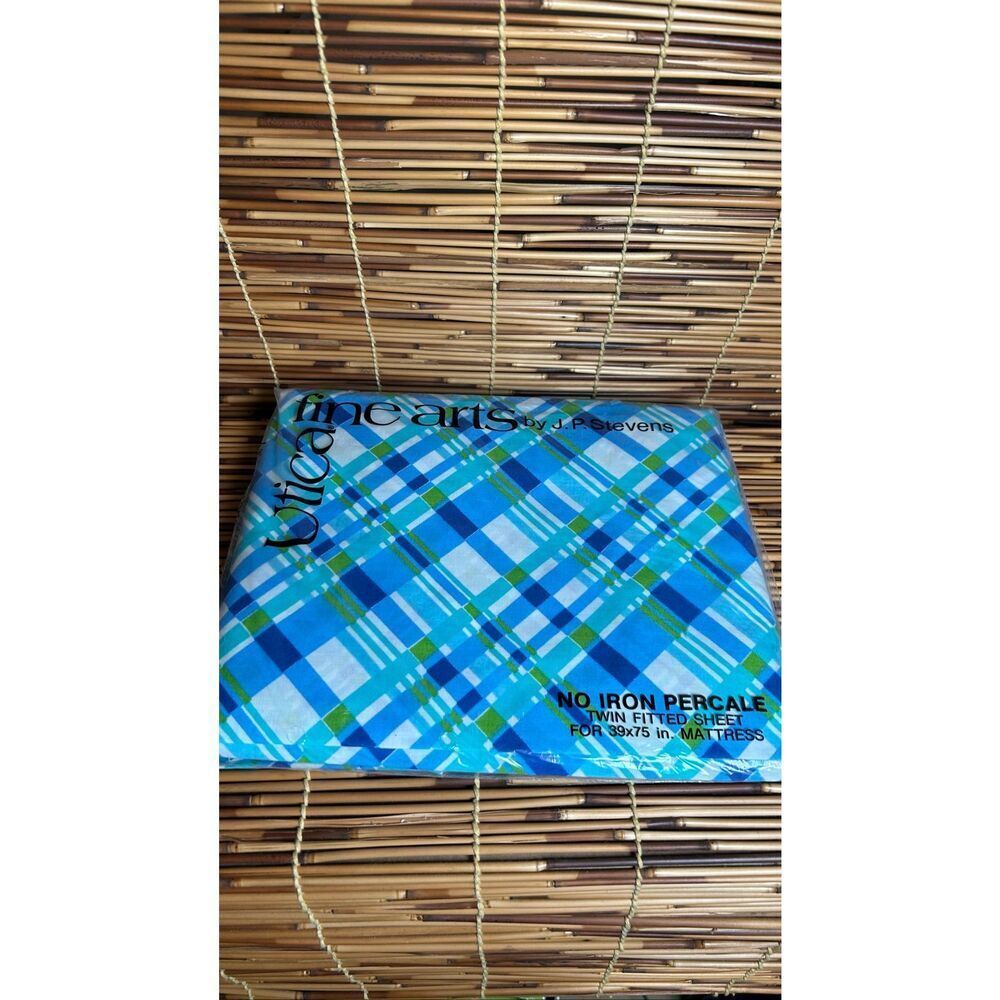 UTICA Fine Arts Sheets NIP J.P. Stevens Derry's Plaid Fitten Twin Vintage Linens